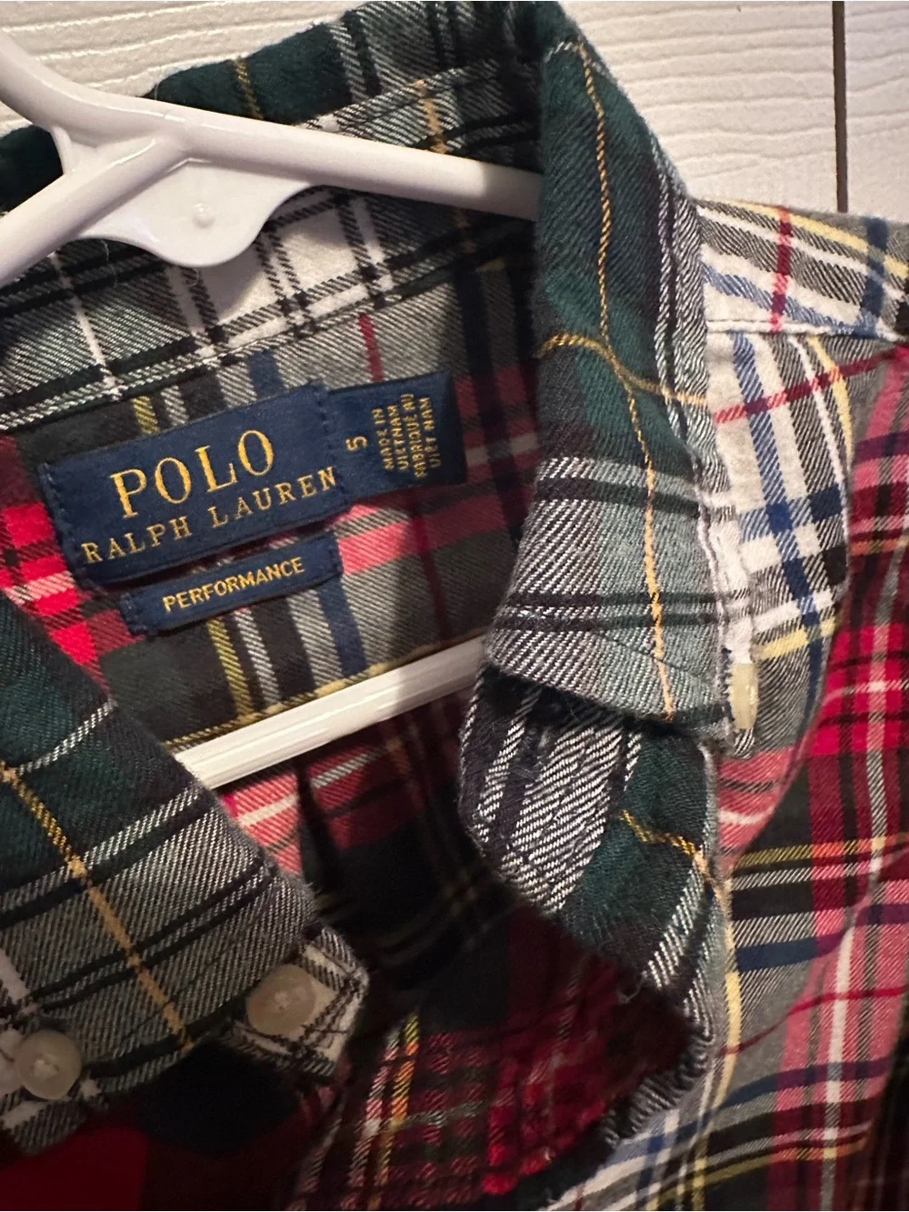 Ralph Lauren Green, Red and White Plaid Button-Down Shirt